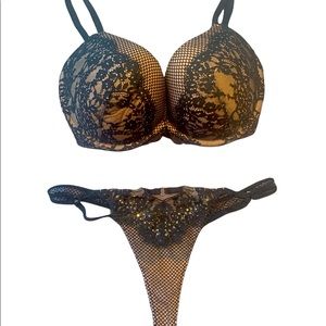 Victoria's secret lace nude and black lingerie set